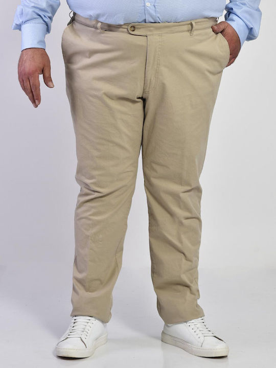 PLUS SIZE- Modern Fit Chinos Don Hering Beige Cotton Monochrome ALL DAY, CASUAL, BUSINESS