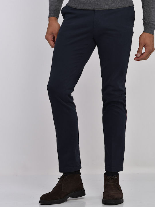 Formale Baumwollhose mit Bündchen, moderner Schnitt, Don Hering Blue, BAUMWOLLE EINFARBIG, GANZTÄGIG, CASUAL, BUSINESS