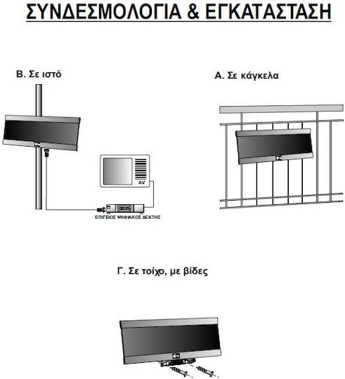 Matel Electronics Matel 5G Εξωτερική Κεραία Τηλεόρασης (δεν απαιτεί τροφοδοσία) σε Μαύρο Χρώμα Σύνδεση με Ομοαξονικό (Coaxial) Καλώδιο