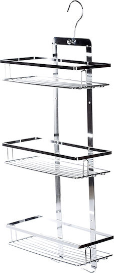 General Trade Montat pe perete Raft Baie Metal cu 3 Rafturi 26x11x55cm Argintie