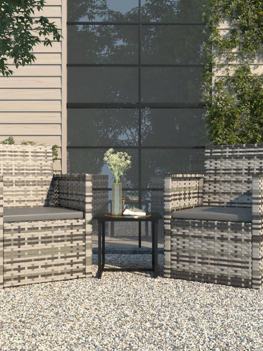 Set Lounge for Small Outdoor Spaces Gray with Pillows 3pcs