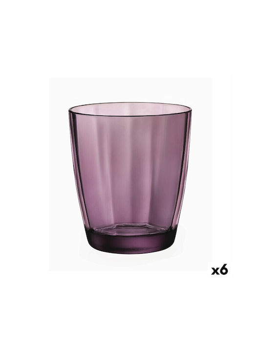 Bormioli Rocco Pulsar Set Gläser Wasser aus Glas in Lila Farbe 305ml 6Stück