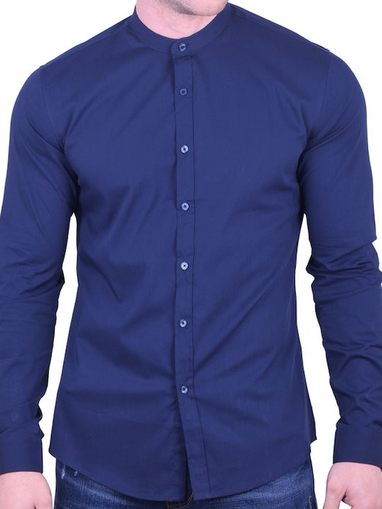 Silvano Verri Long Sleeve Mao Shirt blue