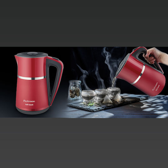 Rohnson Safe Touch Електрическа Кана 1.7л 2200W Червена