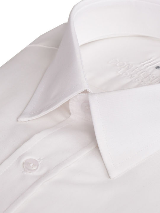 White modern fit shirt Don Hering White COTTON ITALIAN COLLAR MONOCHROME ALL DAY, BUSINESS