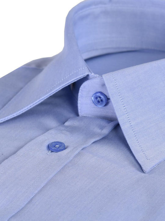 Light Poplin Shirt modern Fit Don Hering Blue COTTON CLASSIC COLLAR MONOCHROME ALL DAY, BUSINESS