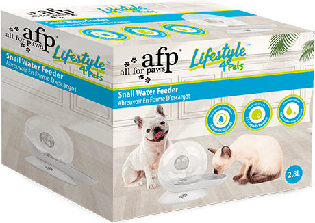 All For Paws Snail Automatic Waterer / Fountain made of ABS Plastic for Dog & Cat with Base 2.8lt in White Color