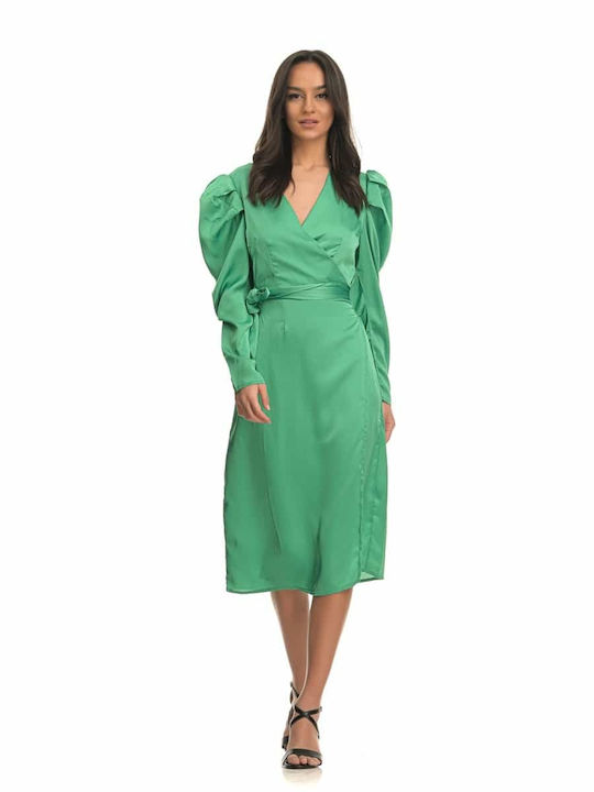 Glamorous Midi Rochie de Seară Satin Verde