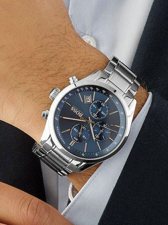 Boss Contemporary Sport Herrenuhr 44mm Chronograph Batterie mit Silber Metallarmband