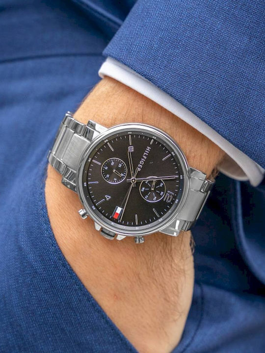 Tommy Hilfiger Daniel Men's Watch 44mm Chronograph Battery with Silver Metal Bracelet