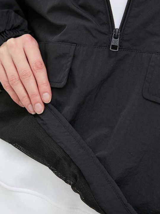Women's Short Sports Jacket Waterproof and Windproof for Winter Black