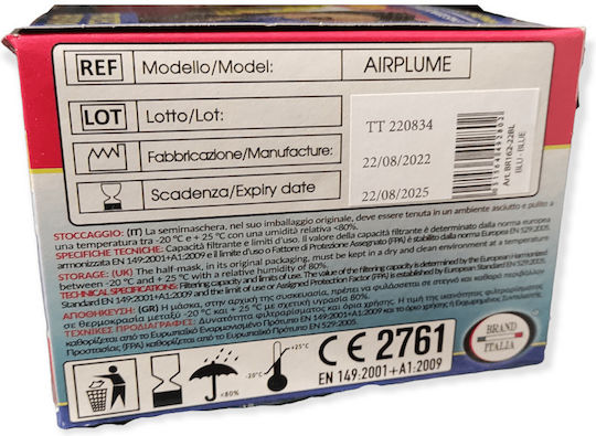 Brand Italia Airplume Disposable Protective Mask FFP2 Blue 20pcs