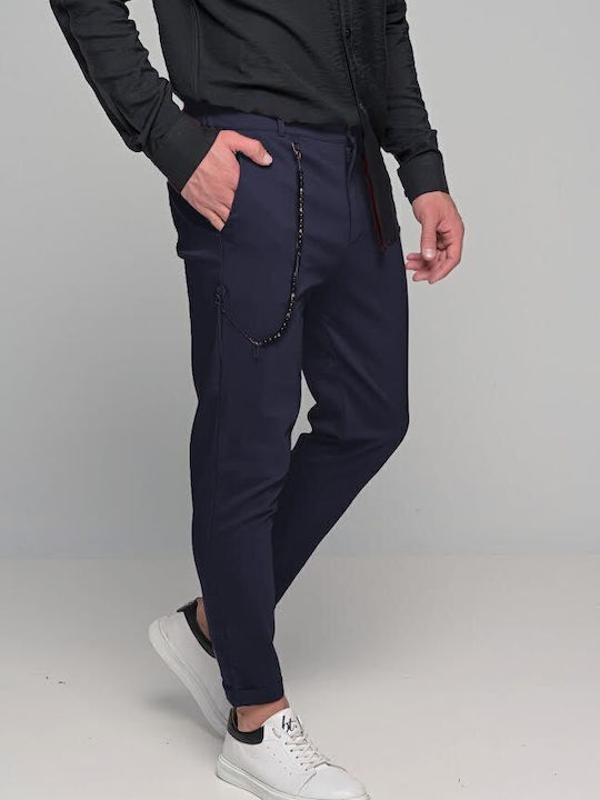 0398 Trousers Chino Elastic in Regular Fit Navy Blue