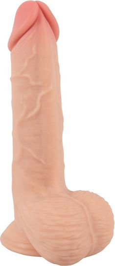 Nature Skin Movable Skin Glass Dildo with Balls and Suction Cup Flesh 19cm