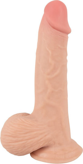 Nature Skin Movable Skin Glass Dildo with Balls and Suction Cup Flesh 19cm