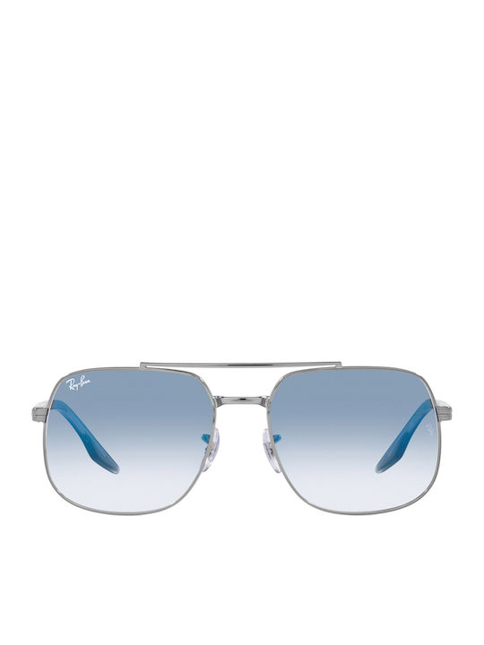 Ray Ban Unisex Sunglasses with Silver Metal Frame and Blue Gradient Lens
