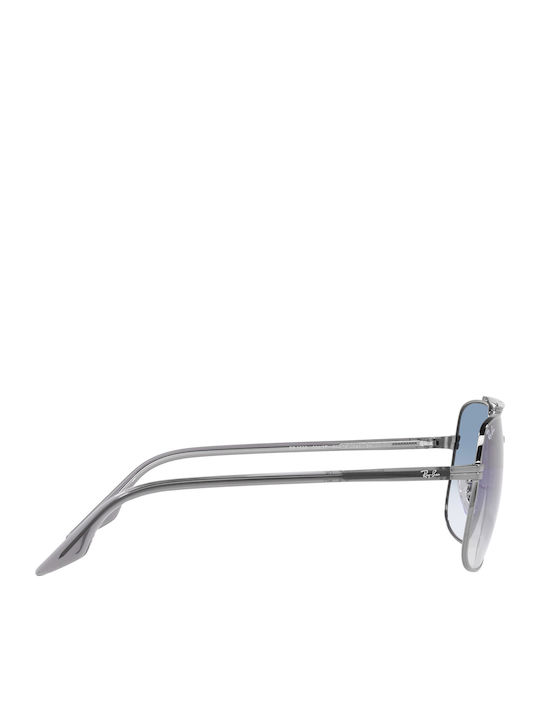 Ray Ban Unisex Sunglasses with Silver Metal Frame and Blue Gradient Lens