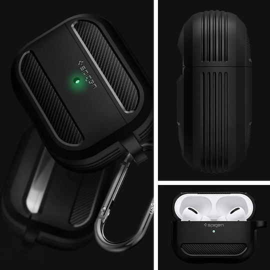 Spigen Rugged Armor Silicone Case with Keychain Black for Apple AirPods Pro