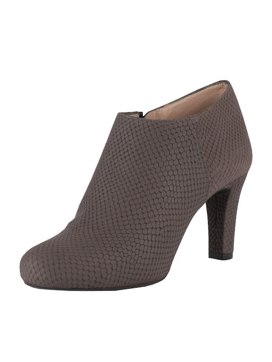 UNISA GREY-BEIGE BOOTS WITH SNAKE EFFECT AND HIGH HEEL