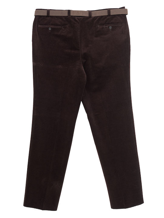 Pantaloni din catifea Luigi Morini maro 9005-20