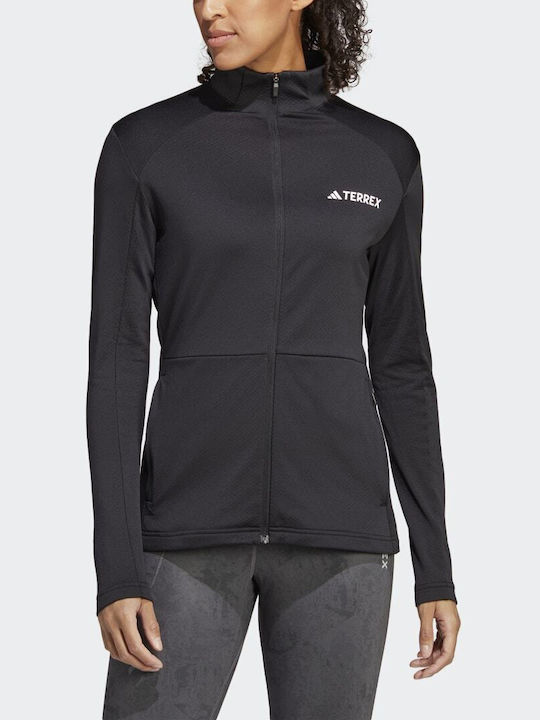 Adidas Terrex Fleece Γυναικεία Ζακέτα με Φερμουάρ σε Μαύρο Χρώμα