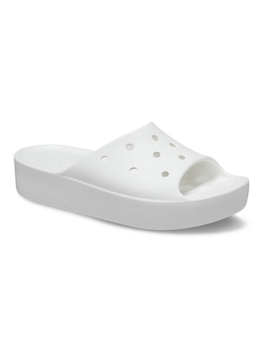 Crocs Slides με Πλατφόρμα σε Λευκό Χρώμα