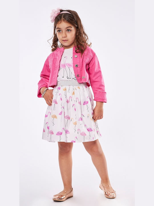 Εβίτα Kids Set with Skirt & Jacket Winter 3pcs Fuchsia