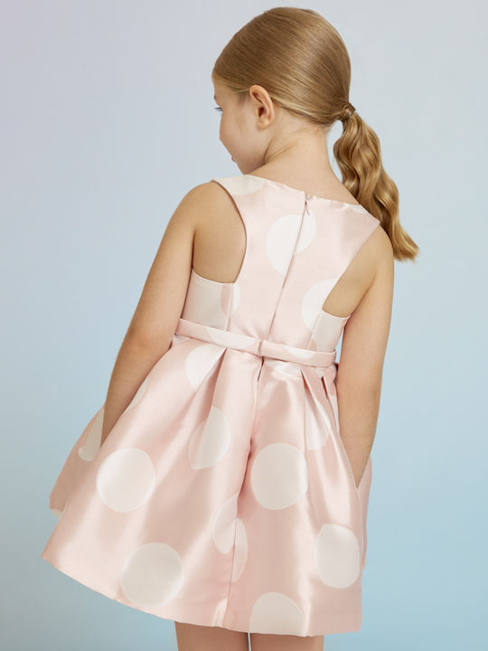 Kinderkleid Ärmellos Polka Dot Rosa
