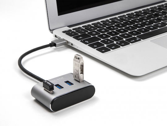 DeLock Hub 4 Porturi USB 3.2 cu Conectare USB-A Gri
