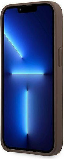 Guess Metal Logo Umschlag Rückseite Kunststoff Braun (iPhone 14 Pro Max)