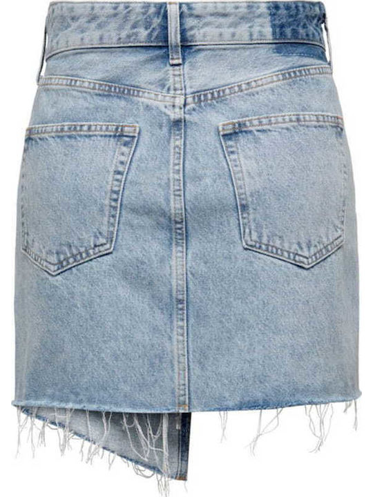 Denim Cu talie înaltă Mini Fustă Light Blue Denim