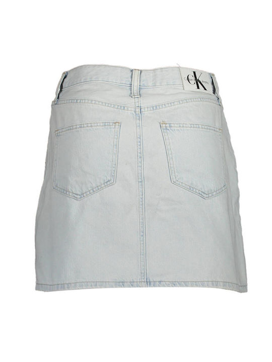 Calvin Klein Denim High Waist Mini Skirt in Blue color