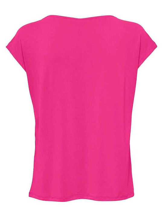 Women's Summer Blouse Cotton Sleeveless with V Neckline Very Berry