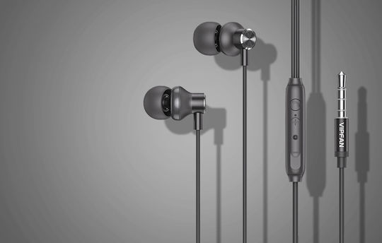 Vipfan M7 In-ear Handsfree με Βύσμα 3.5mm Ασημί