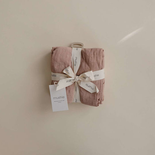 Mushie Muslin Swaddle Wraps Pink 58.42x59.69cm. 3pcs