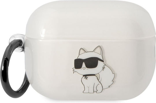 Karl Lagerfeld Choupette 3D Θήκη Σιλικόνης με Γάντζο σε Διάφανο χρώμα για Apple AirPods Pro