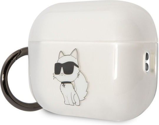 Karl Lagerfeld Choupette 3D Θήκη Σιλικόνης με Γάντζο σε Διάφανο χρώμα για Apple AirPods Pro