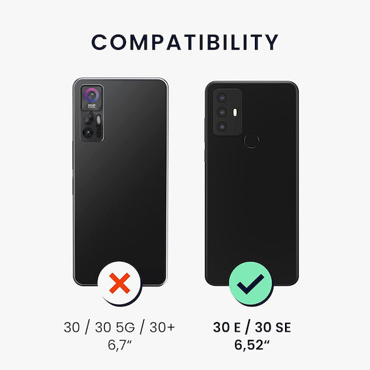 KWmobile Wallet Δερματίνης / Υφασμάτινο Anthracite / Black (TCL 306 / 305 / 30 SE / 30E)