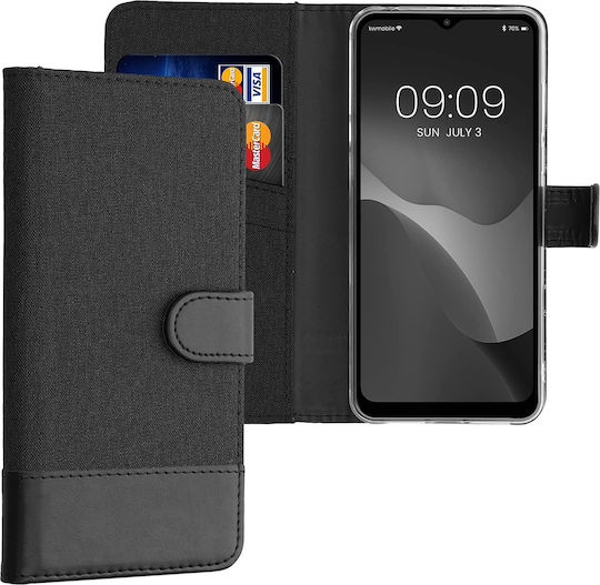KWmobile Wallet Δερματίνης / Υφασμάτινο Anthracite / Black (TCL 306 / 305 / 30 SE / 30E)
