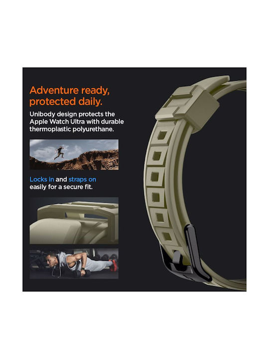 Spigen Rugged Armor Pro Silicone Case in Khaki color for Apple Watch Ultra 49mm