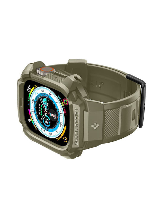 Spigen Rugged Armor Pro Silicone Case in Khaki color for Apple Watch Ultra 49mm