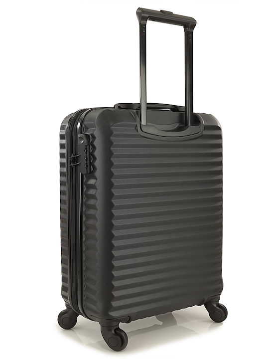 Rain Cabin Hard Black Suitcase with 4 Wheels Height 55cm