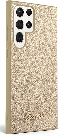 Guess Glitter Script Back Cover Plastic Auriu (Galaxy S23 Ultra)