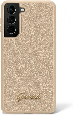 Guess Glitter Script Umschlag Rückseite Kunststoff Gold (Galaxy S23 Ultra) GUHCS23LHGGSHD