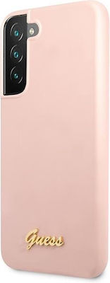 Guess Script Metal Logo Silicone Back Cover Pink (Galaxy S23+)