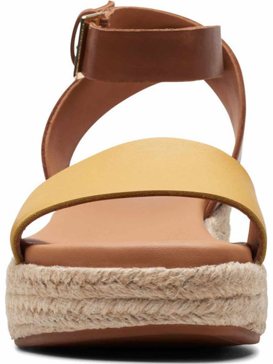 Kimmei Ivy Women's Leather Ankle Strap Platforms Dark Tan