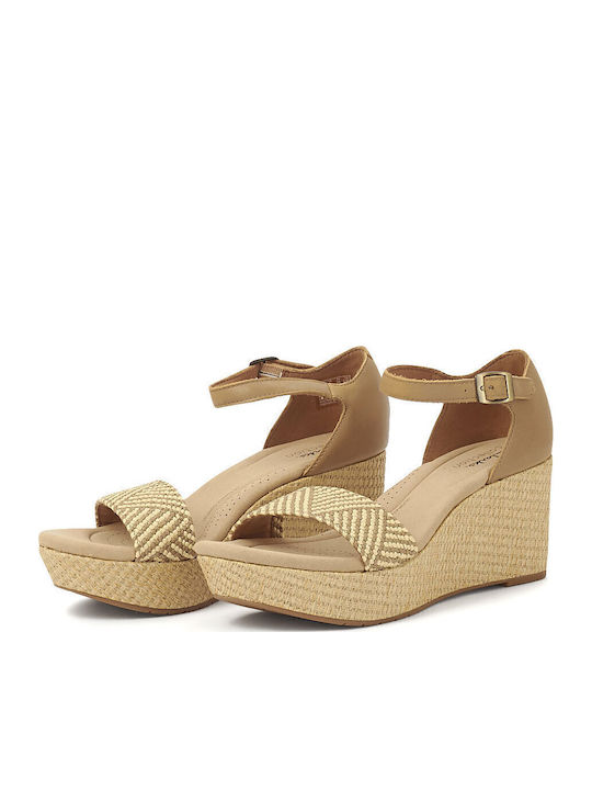 Rose Ease Καλοκαιρινές Γυναικείες Πλατφόρμες Light Tan