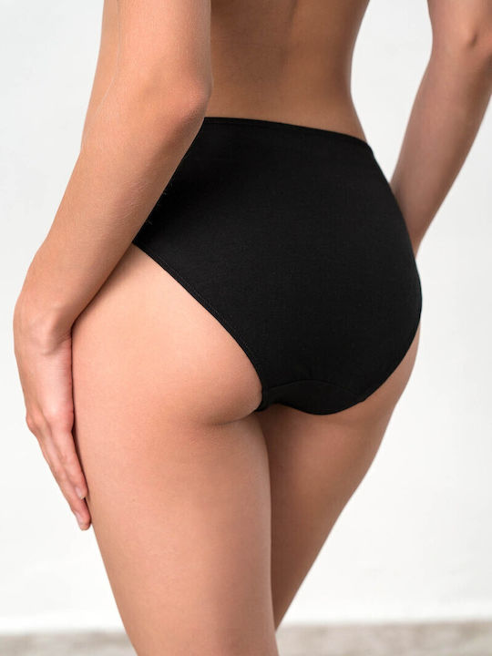 Βαμβακερά High Waist Women's Slip 2Pack Black