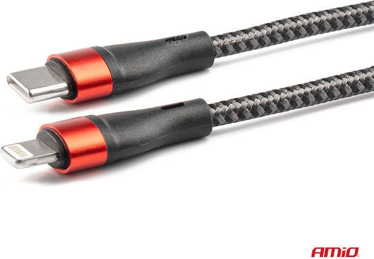 AMiO UC-19 Плетена USB-C към Lightning кабел Черен 2м (02931)