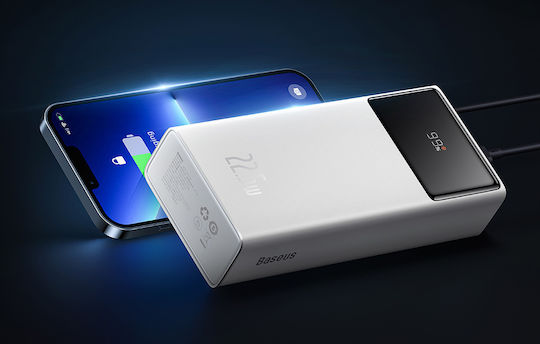 Baseus Star-Lord Power Bank 30000mAh 22.5W με 2 Θύρες USB-A και Θύρα USB-C Power Delivery Λευκό